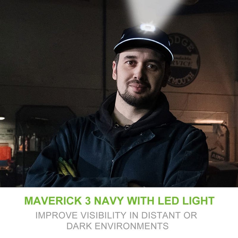 GREEN DEVIL GREENDEVIL قبعة السلامة عثرة قبعة مع الإضاءة LED قبعة بيسبول نمط قبعة السلامة تنفس القبعات الصلبة خفيفة الوزن للرجال النساء USB قابلة للشحن كشافات عثرة قبعة الأزرق الداكن - Image 2